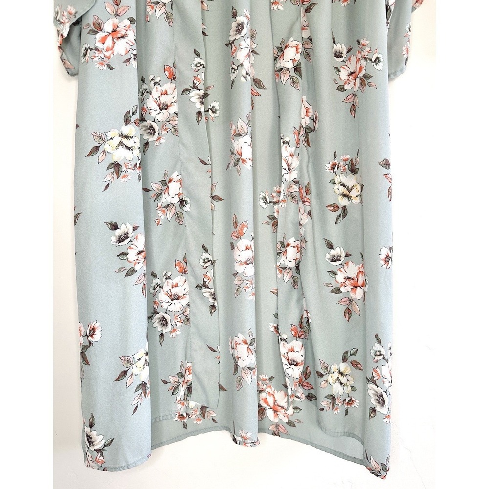 Penelope Project‎ Floral Kimono Cardigan Sage Green Size M Boho Cover Up Cottage - Picture 12 of 15